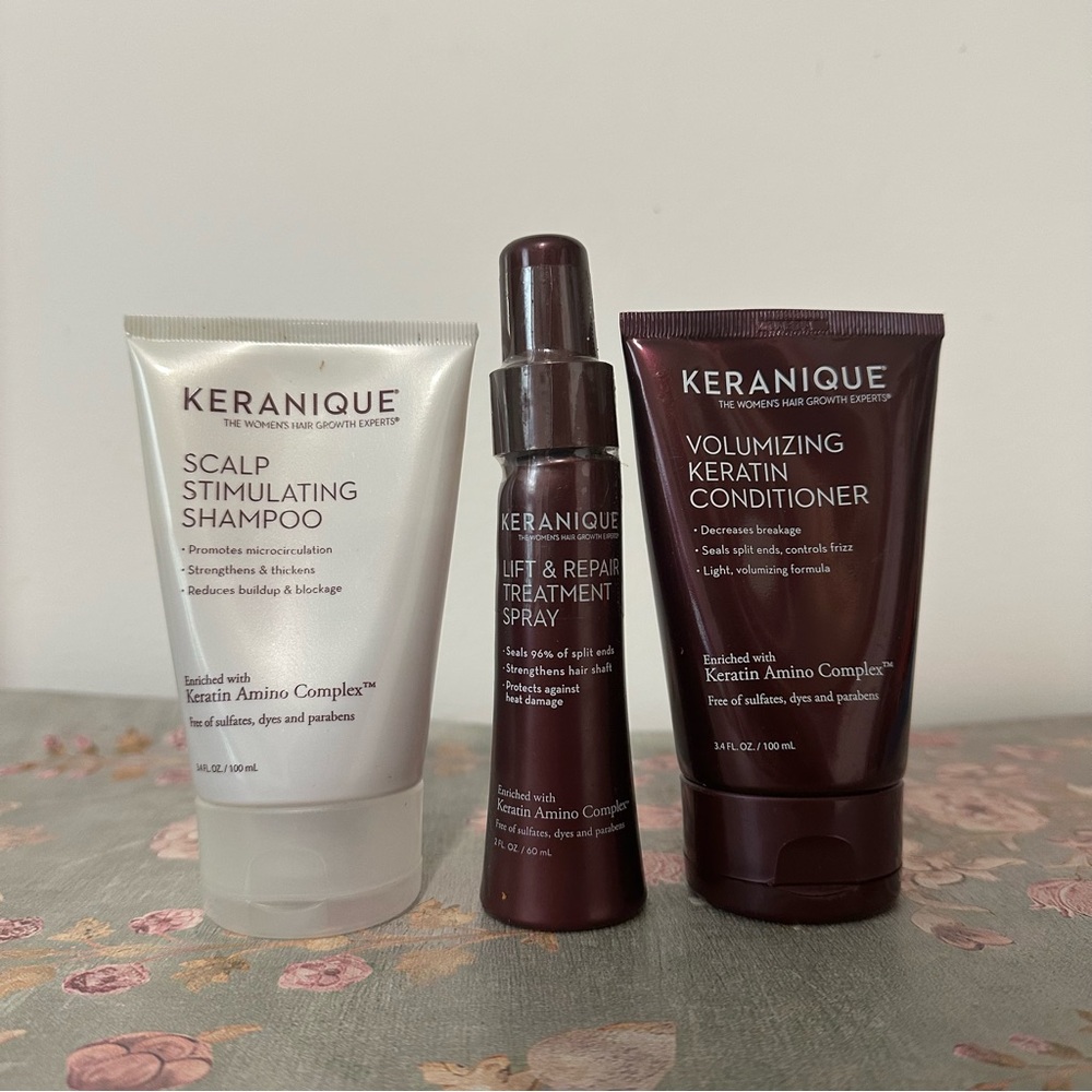 Keranique’s 3pk. Lift & Repair,Scalp Stimulating Shampoo,Volume Conditioner NEW